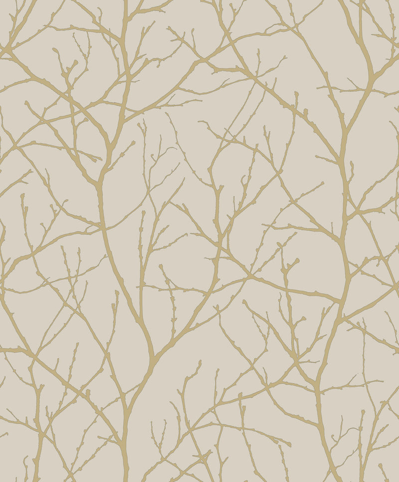 media image for Trees Silhouette Wallpaper in Beige/Gold from the Modern Metals Second Edition 272