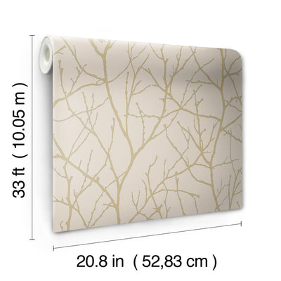 product image for Trees Silhouette Wallpaper in Beige/Gold from the Modern Metals Second Edition 87