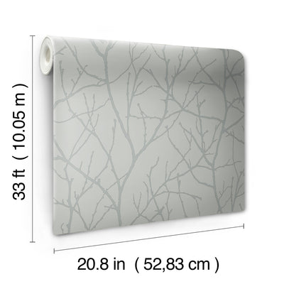 product image for Trees Silhouette Wallpaper in Smokey Blue/Silver from the Modern Metals Second Edition 52