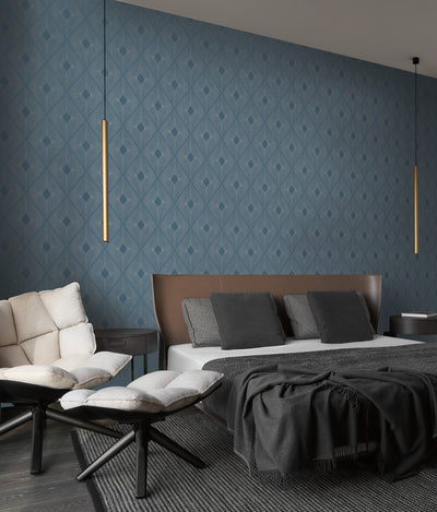 product image for harlowe wallpaper in blue silver from the modern metals second edition 7 68