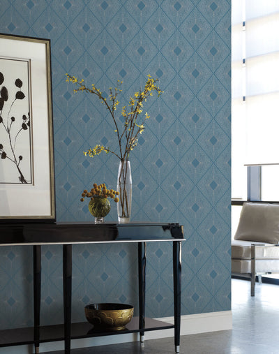 product image for Harlowe Wallpaper in Blue/Silver from the Modern Metals Second Edition 43