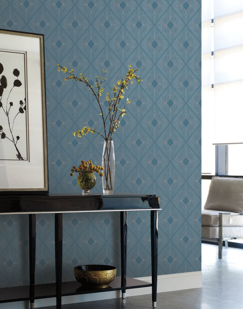 media image for Harlowe Wallpaper in Blue/Silver from the Modern Metals Second Edition 264