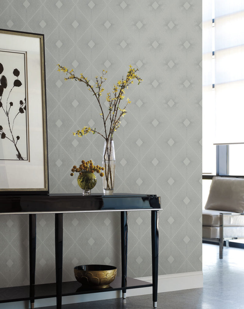 media image for Harlowe Wallpaper in Light Grey/Silver from the Modern Metals Second Edition 250