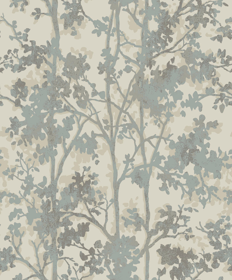 media image for Shimmering Foliage Wallpaper in Cream/Silver from the Modern Metals Second Edition 228