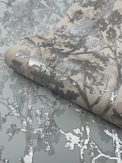 product image for Shimmering Foliage Wallpaper in Spa/Silver from the Modern Metals Second Edition 5