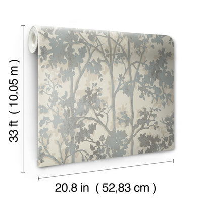 product image for Shimmering Foliage Wallpaper in Cream/Silver from the Modern Metals Second Edition 47