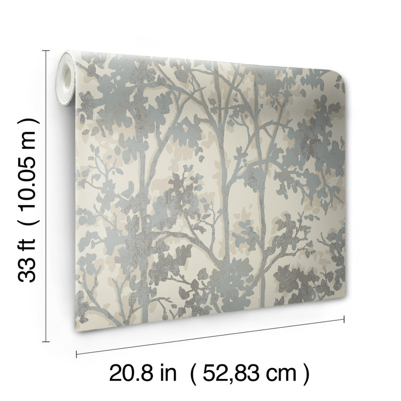 media image for Shimmering Foliage Wallpaper in Cream/Silver from the Modern Metals Second Edition 27