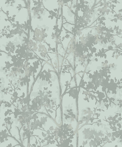 product image of Shimmering Foliage Wallpaper in Spa/Silver from the Modern Metals Second Edition 580