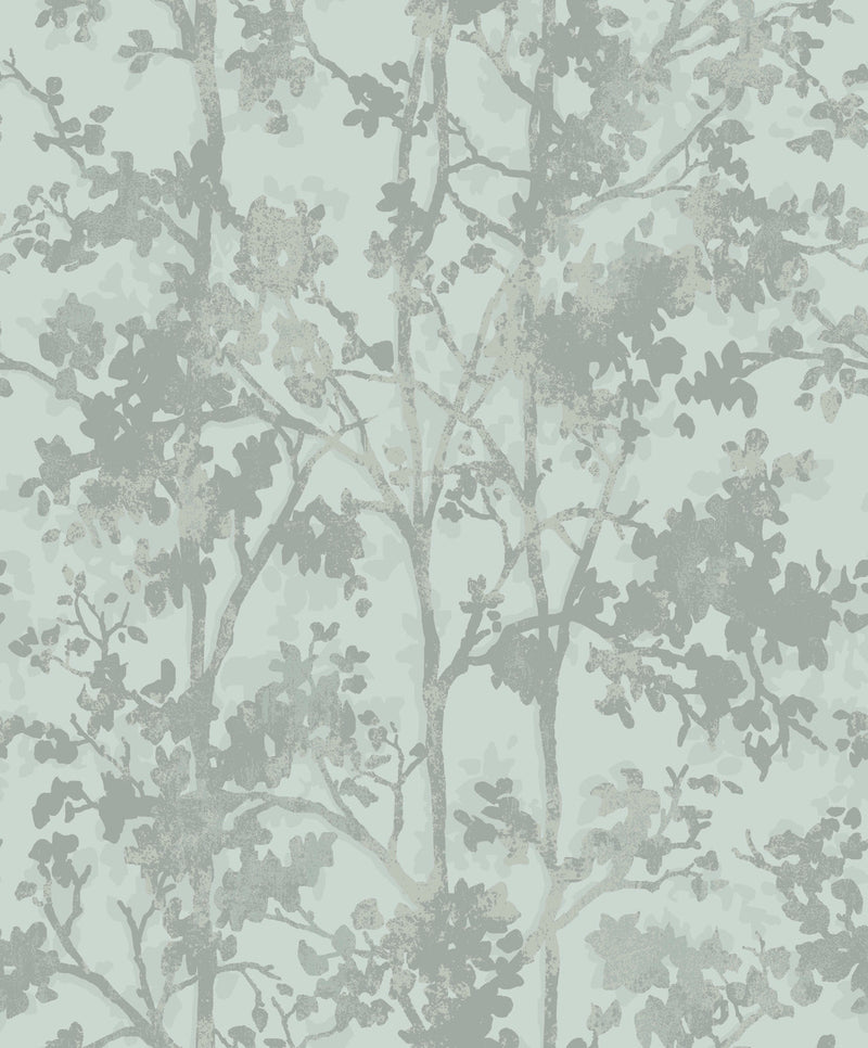 media image for Shimmering Foliage Wallpaper in Spa/Silver from the Modern Metals Second Edition 226