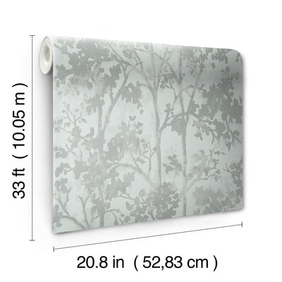 product image for Shimmering Foliage Wallpaper in Spa/Silver from the Modern Metals Second Edition 4