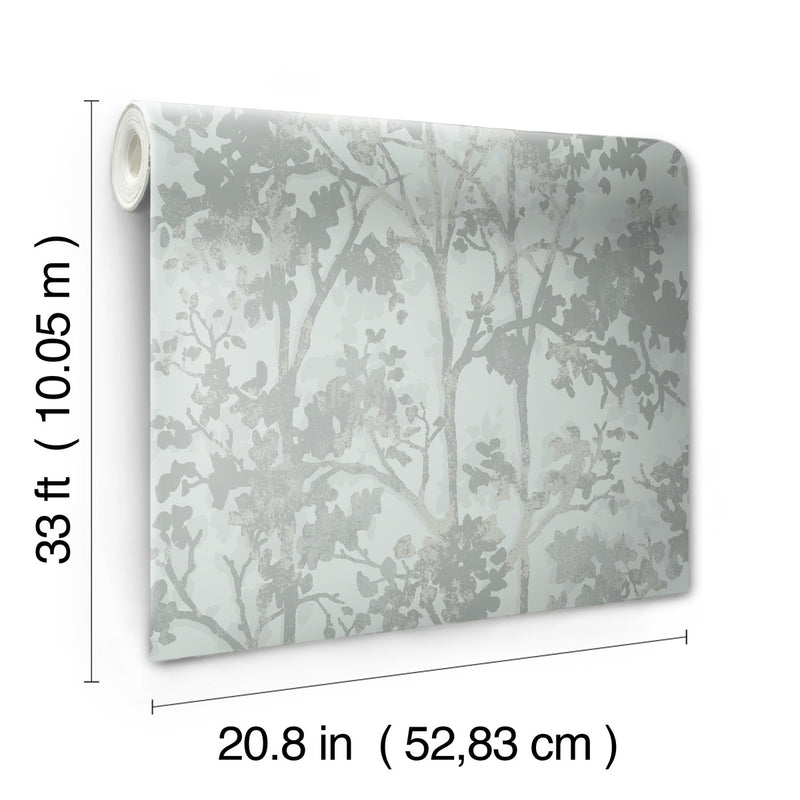 media image for Shimmering Foliage Wallpaper in Spa/Silver from the Modern Metals Second Edition 291