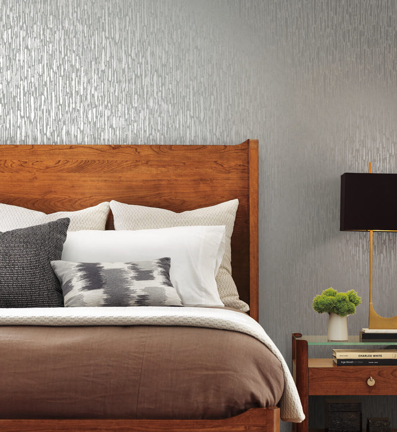 media image for Metallic Cascade Wallpaper in Spa/Silver from the Modern Metals Second Edition 219