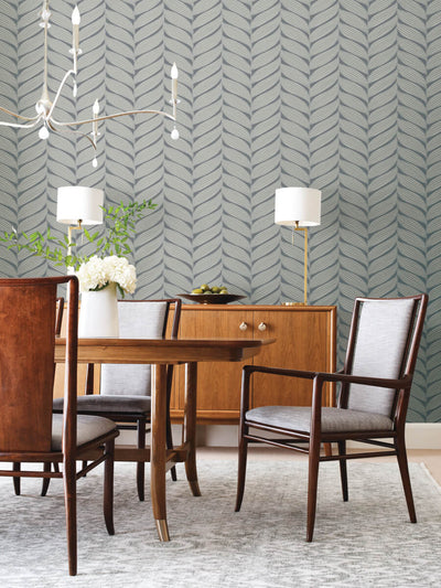 product image for Luminous Leaves Wallpaper in Charcoal/Silver from the Modern Metals Second Edition 70