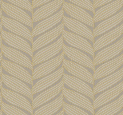 product image of Luminous Leaves Wallpaper in Grey/Gold from the Modern Metals Second Edition 562