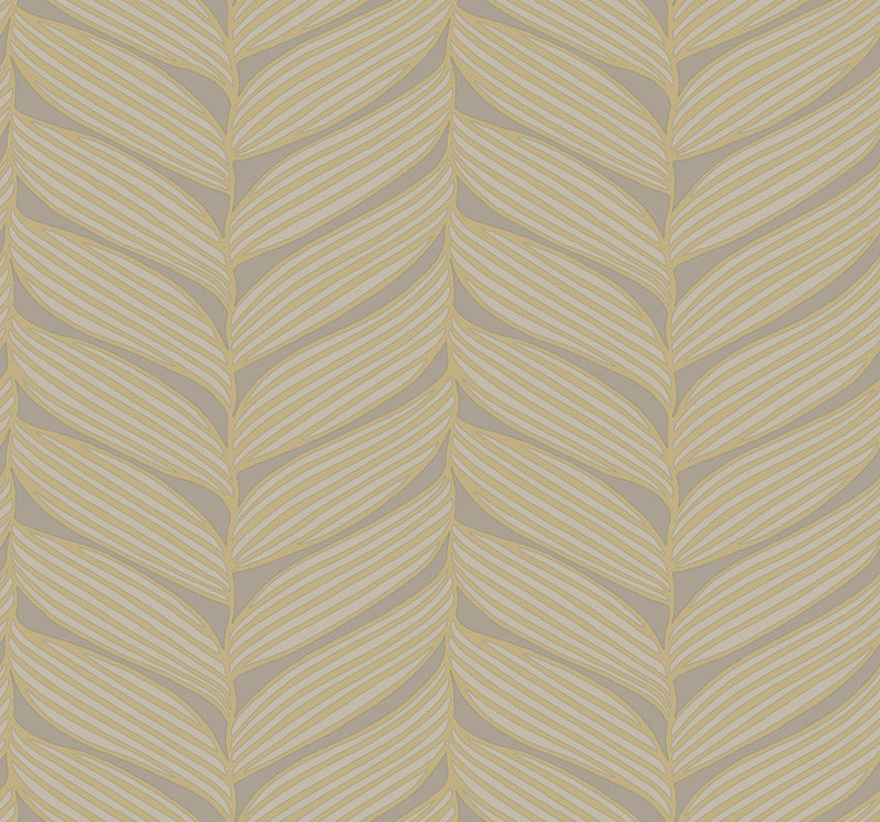 media image for Luminous Leaves Wallpaper in Grey/Gold from the Modern Metals Second Edition 293