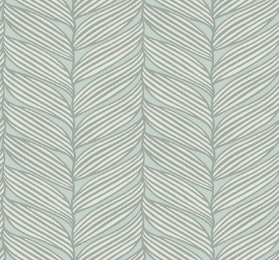 product image of Luminous Leaves Wallpaper in Spa/Silver from the Modern Metals Second Edition 575