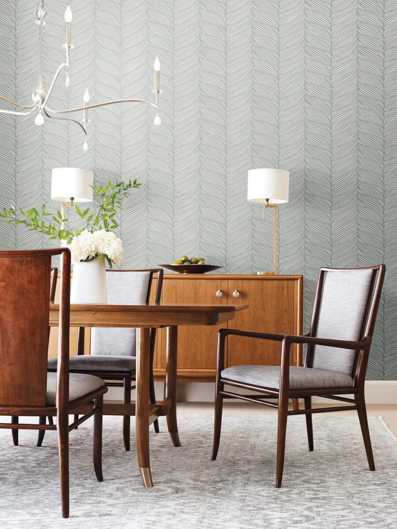 media image for Luminous Leaves Wallpaper in Spa/Silver from the Modern Metals Second Edition 239