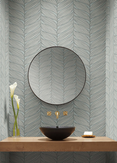 product image for Luminous Leaves Wallpaper in Spa/Silver from the Modern Metals Second Edition 52