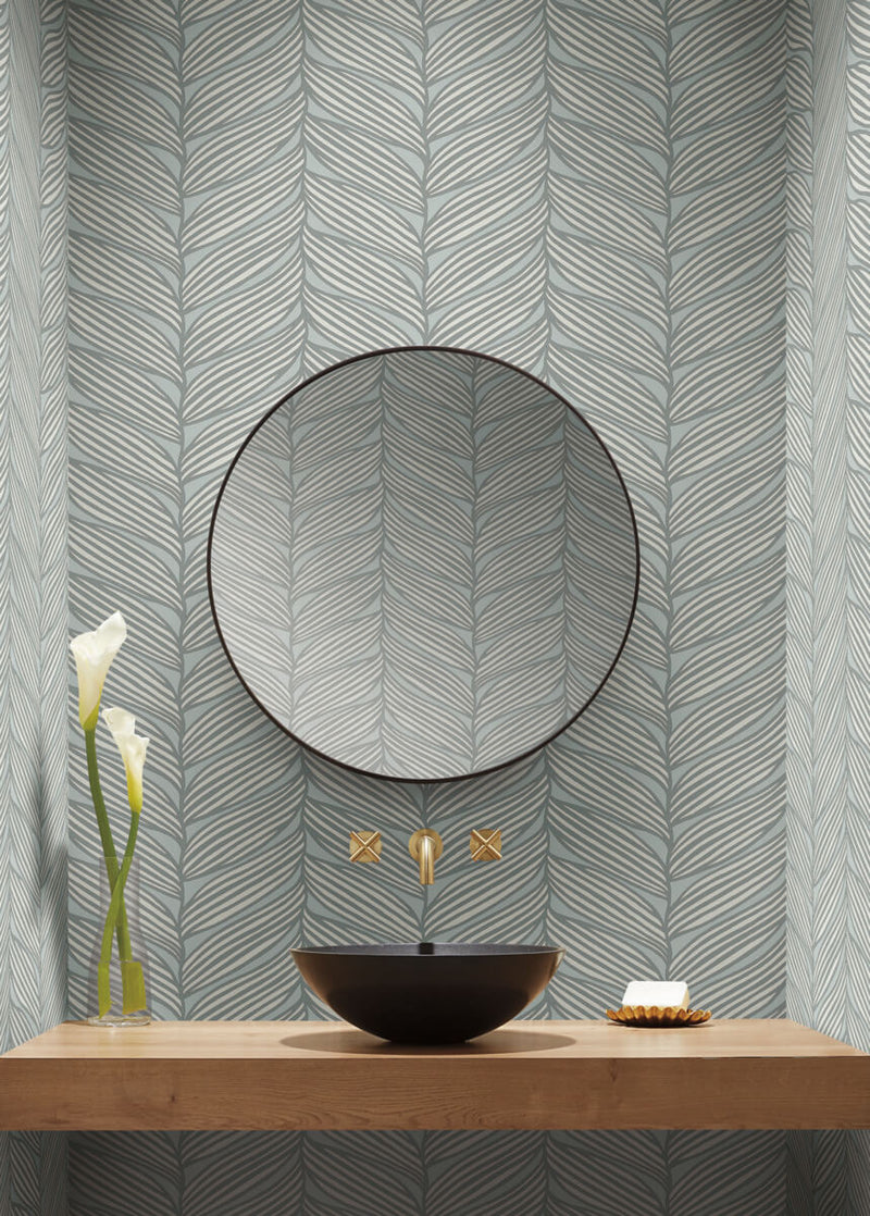 media image for Luminous Leaves Wallpaper in Spa/Silver from the Modern Metals Second Edition 213