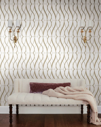 product image for Graceful Geo Wallpaper in Cream/Gold from the Modern Metals Second Edition 77