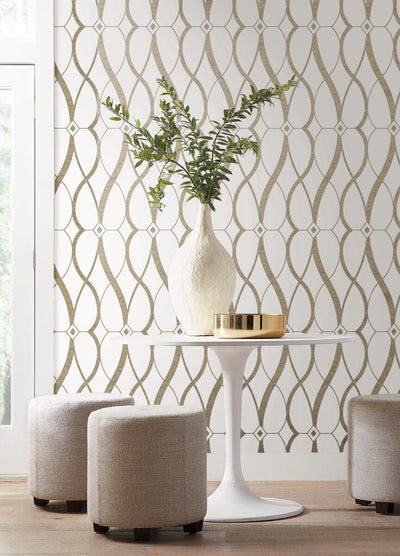 product image for Graceful Geo Wallpaper in Cream/Gold from the Modern Metals Second Edition 64