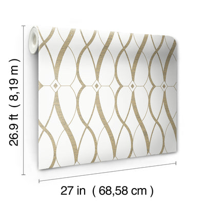 product image for Graceful Geo Wallpaper in Cream/Gold from the Modern Metals Second Edition 49