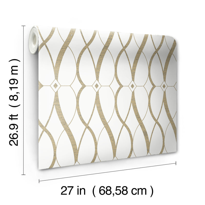 media image for Graceful Geo Wallpaper in Cream/Gold from the Modern Metals Second Edition 237