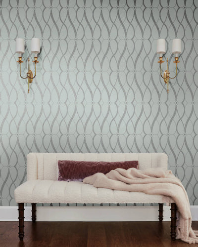 product image for Graceful Geo Wallpaper in Spa/Silver from the Modern Metals Second Edition 96