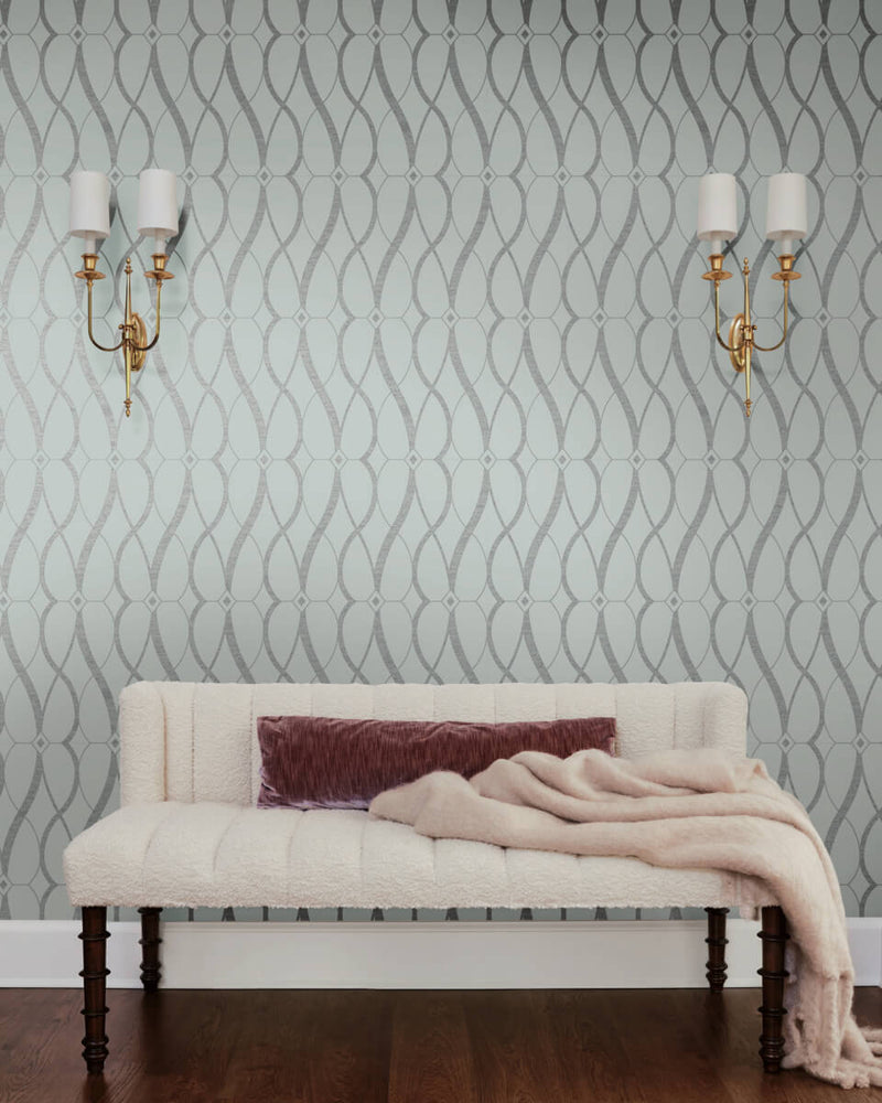 media image for Graceful Geo Wallpaper in Spa/Silver from the Modern Metals Second Edition 248