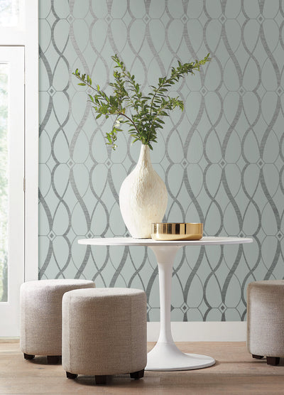 product image for Graceful Geo Wallpaper in Spa/Silver from the Modern Metals Second Edition 85