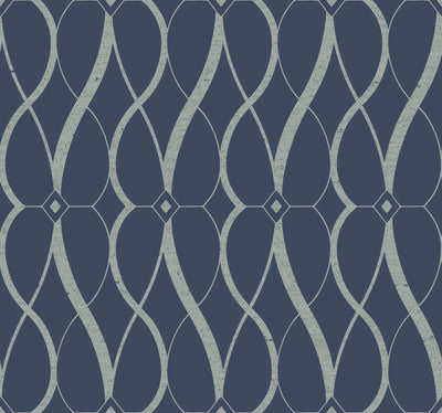 product image for Graceful Geo Wallpaper in Navy/Silver from the Modern Metals Second Edition 42