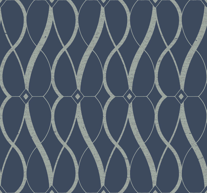 media image for Graceful Geo Wallpaper in Navy/Silver from the Modern Metals Second Edition 257