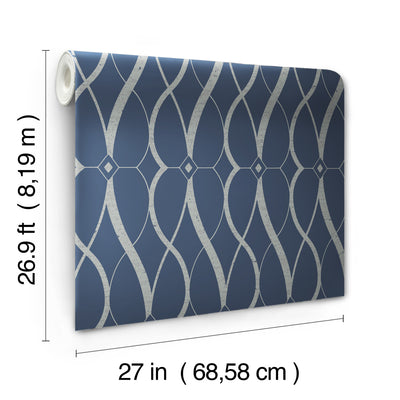 product image for Graceful Geo Wallpaper in Navy/Silver from the Modern Metals Second Edition 13