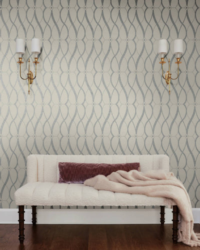 product image for Graceful Geo Wallpaper in Beige/Silver from the Modern Metals Second Edition 87