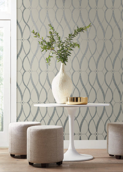 product image for Graceful Geo Wallpaper in Beige/Silver from the Modern Metals Second Edition 94