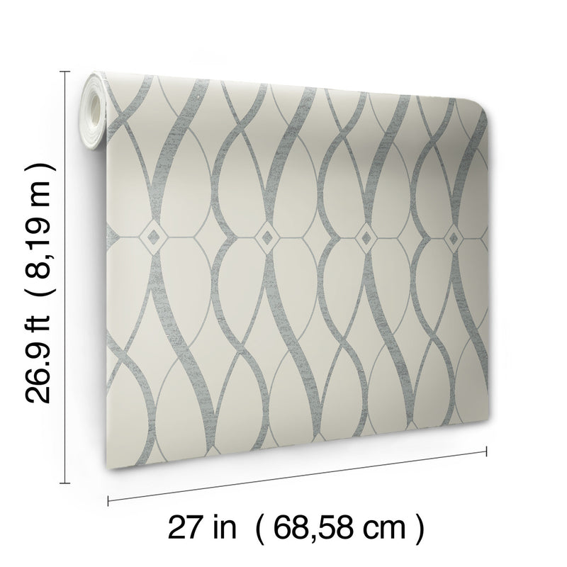 media image for Graceful Geo Wallpaper in Beige/Silver from the Modern Metals Second Edition 281