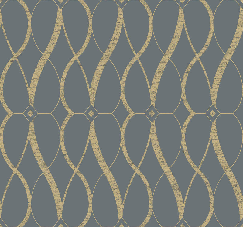 media image for Graceful Geo Wallpaper in Smoke/Gold from the Modern Metals Second Edition 284