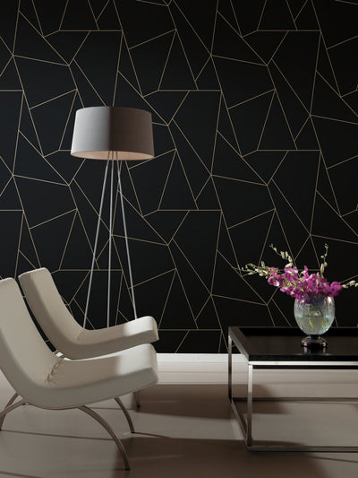 product image for Nazca Wallpaper in Black/Gold from the Modern Metals Second Edition 58