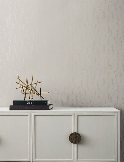 product image for Sprigs Wallpaper in Light Grey/Gold from the Modern Metals Second Edition 57