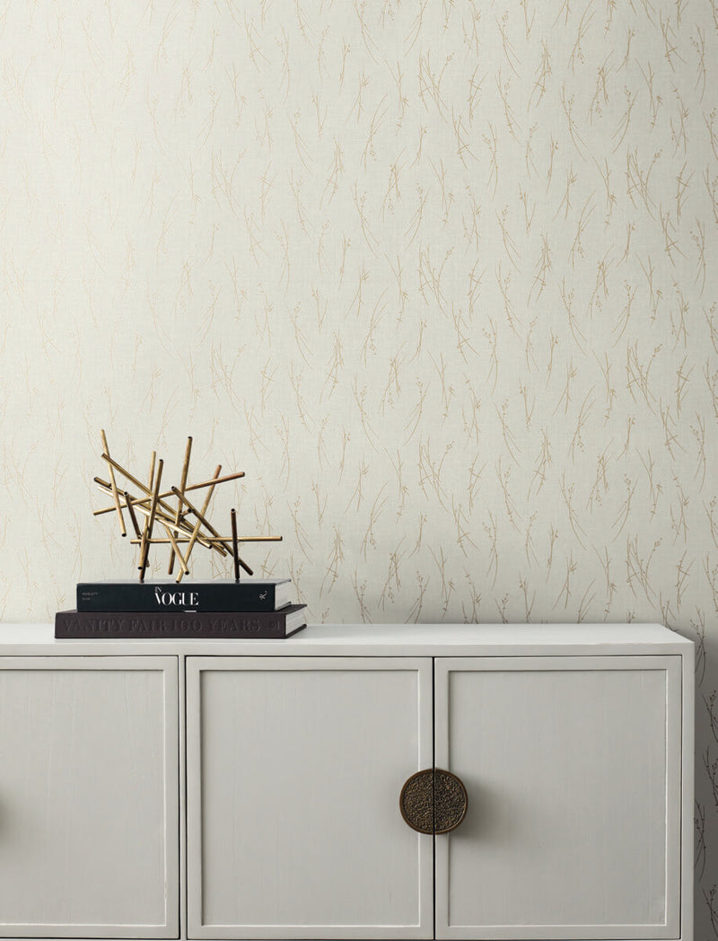 media image for Sprigs Wallpaper in Cream/Gold from the Modern Metals Second Edition 25