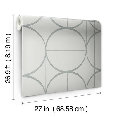 product image for Sun Circles Wallpaper in Fog/Silver from the Modern Metals Second Edition 99