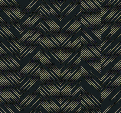 product image of Polished Chevron Wallpaper in Black/Gold from the Modern Metals Second Edition 535