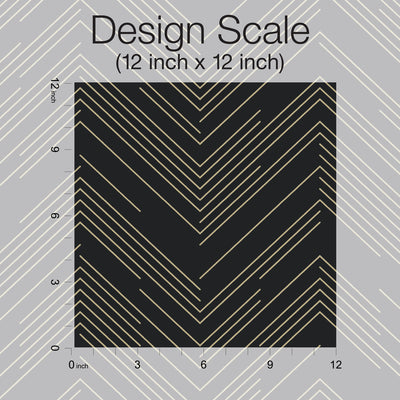 product image for Polished Chevron Wallpaper in Black/Gold from the Modern Metals Second Edition 44