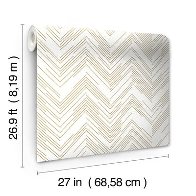 product image for Polished Chevron Wallpaper in White/Gold from the Modern Metals Second Edition 4