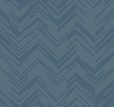 product image of Polished Chevron Wallpaper in Blue/Silver from the Modern Metals Second Edition 560