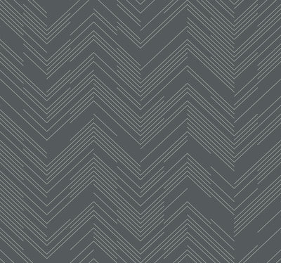 product image of Polished Chevron Wallpaper in Charcoal/Silver from the Modern Metals Second Edition 50