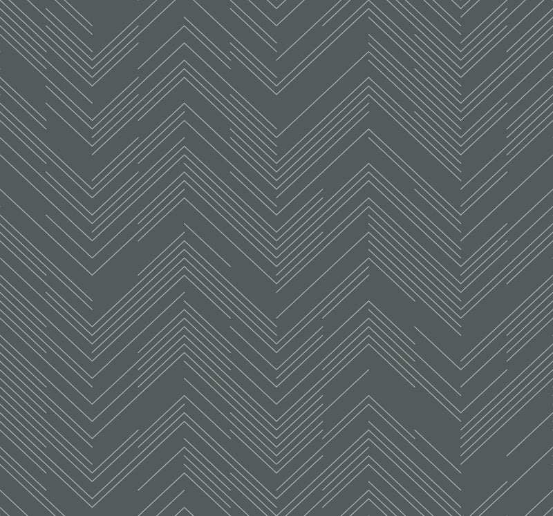 media image for Polished Chevron Wallpaper in Charcoal/Silver from the Modern Metals Second Edition 225