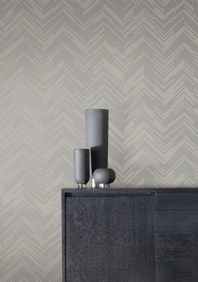 product image for Polished Chevron Wallpaper in Taupe/Silver from the Modern Metals Second Edition 11