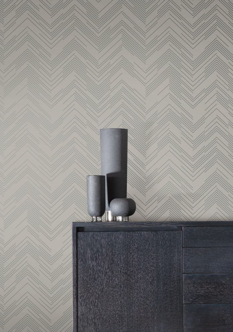 media image for Polished Chevron Wallpaper in Taupe/Silver from the Modern Metals Second Edition 252