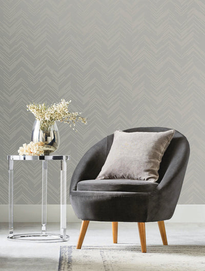 product image for Polished Chevron Wallpaper in Taupe/Silver from the Modern Metals Second Edition 47